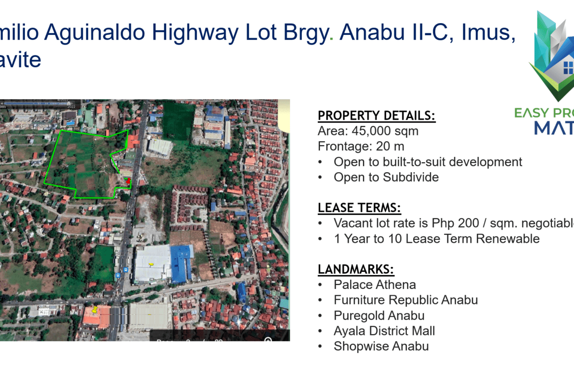 Emilio Aguinaldo Highway Lot Brgy. Anabu II C Imus Cavite