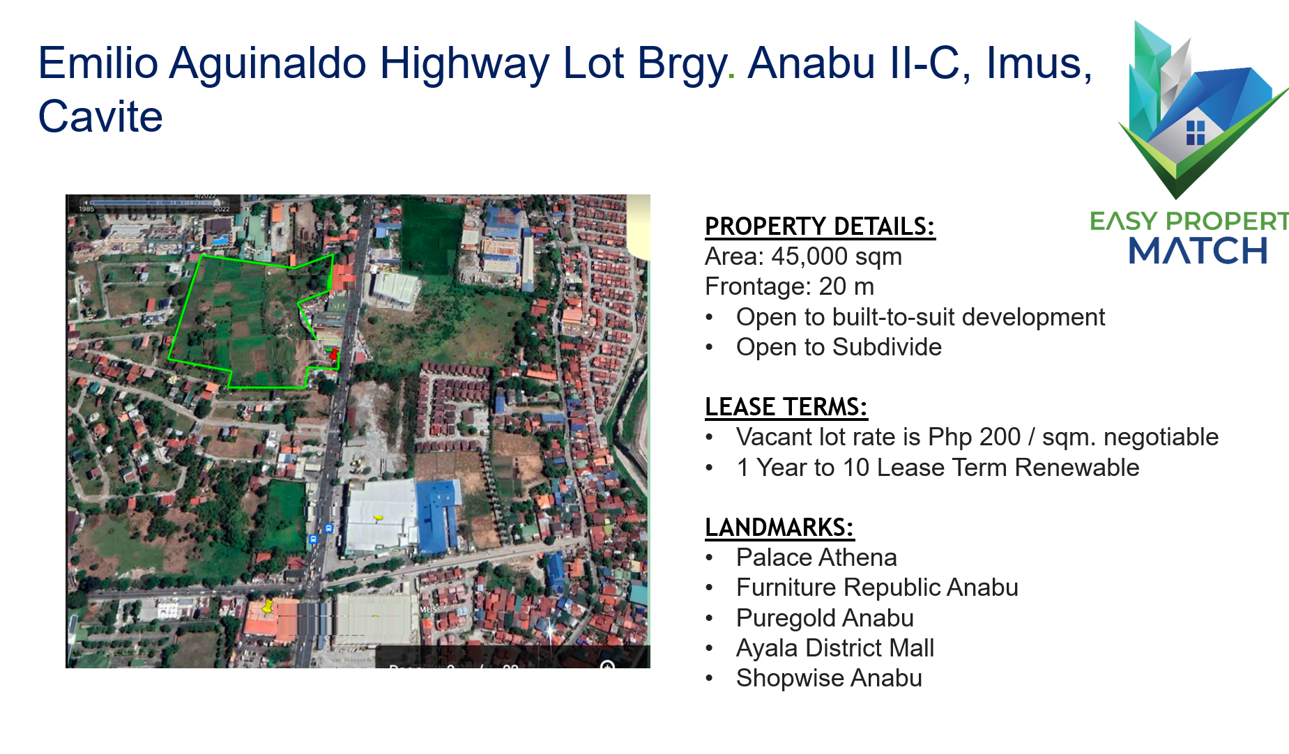 Emilio Aguinaldo Highway Lot Brgy. Anabu II C Imus Cavite