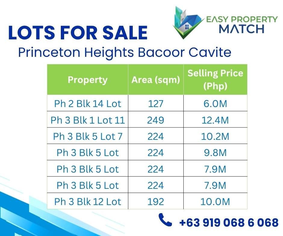 Lot for Sale in Princeton Heights Bacoor Cavite